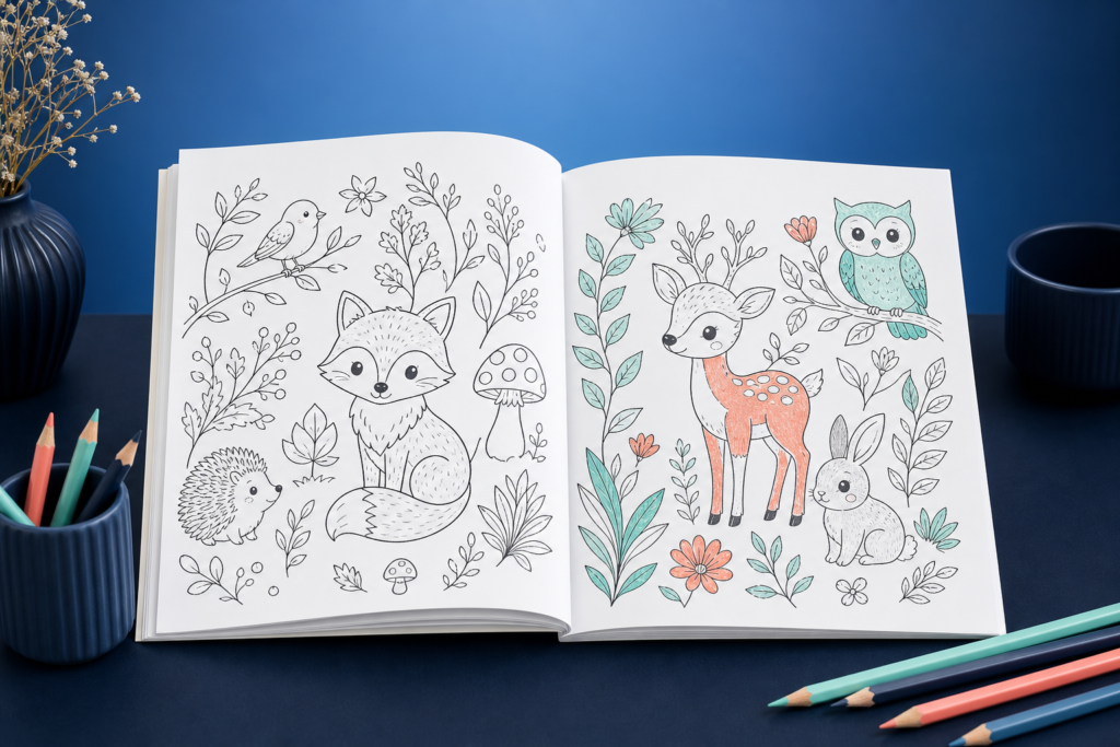 Story and coloring book design service preview
