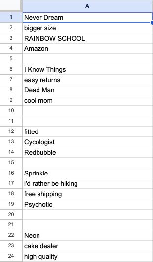 Screenshot preview of the Banned Word column in Prinil’s rejection log, including free shipping and high quality